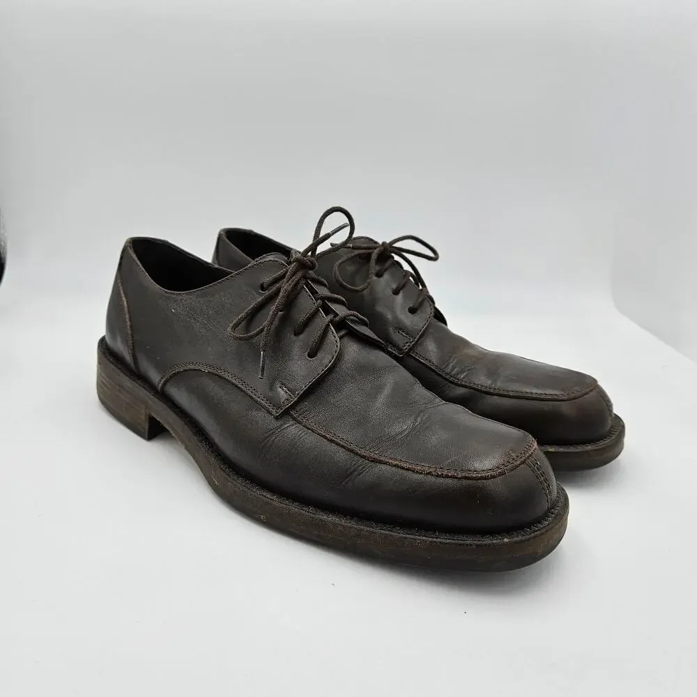 J Crew Brown‎ Leather Split Apron Toe Blucher Derby Shoes Mens Size 10 H Italy